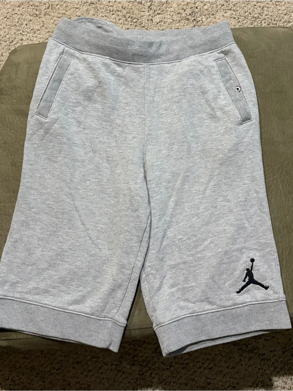 Jordan Men’s Light Gray Athletic Fleece Shorts with Black Jumpman